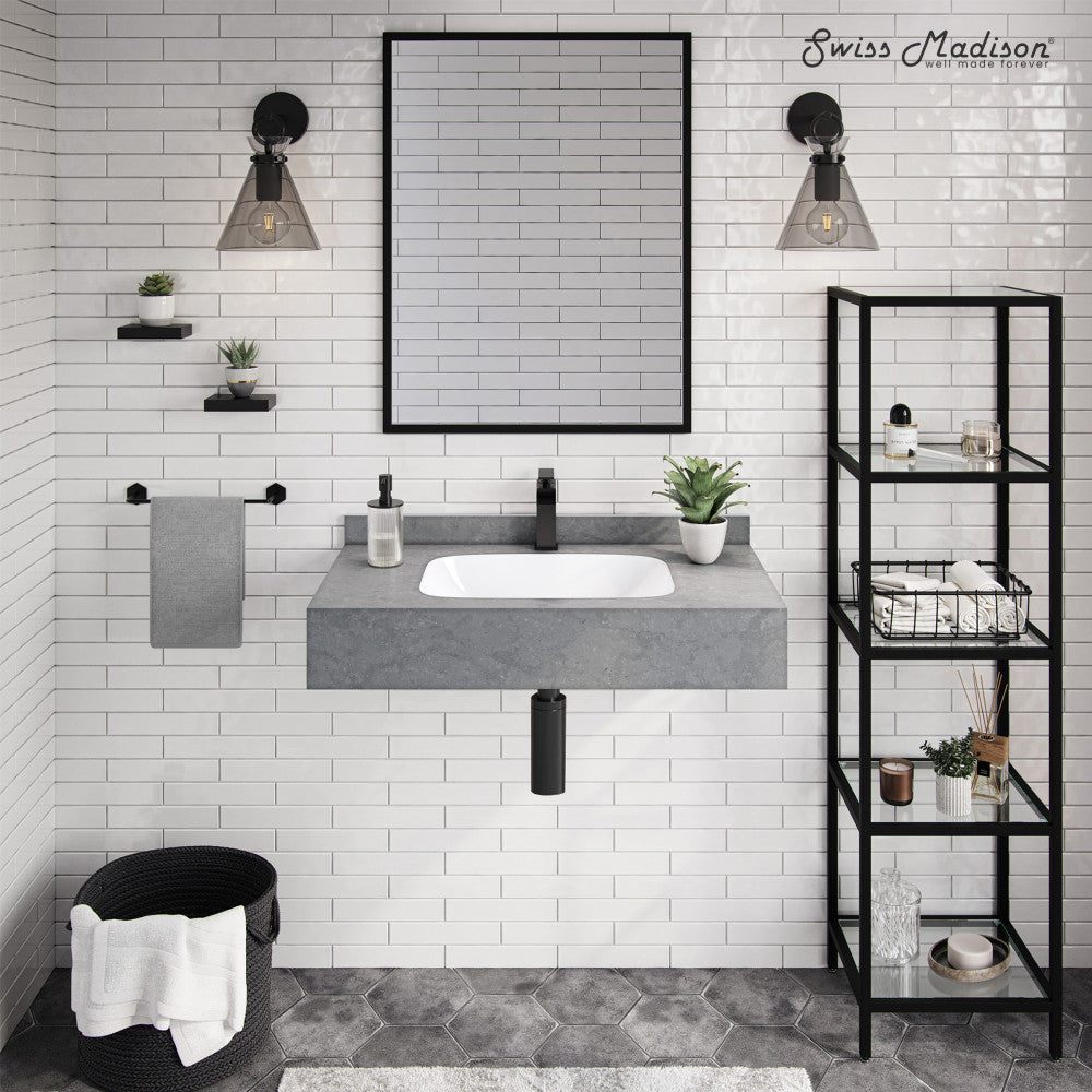 Avancer 36'' Wall Mount Sink In Charcoal Gray