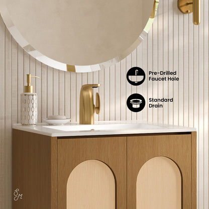 Porte 24" Freestanding Bathroom Vanity in Brown Oak with Sink Top