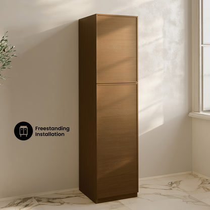 St. Tropez 15 x 15 x 60 Freestanding Linen Cabinet in Brown Oak