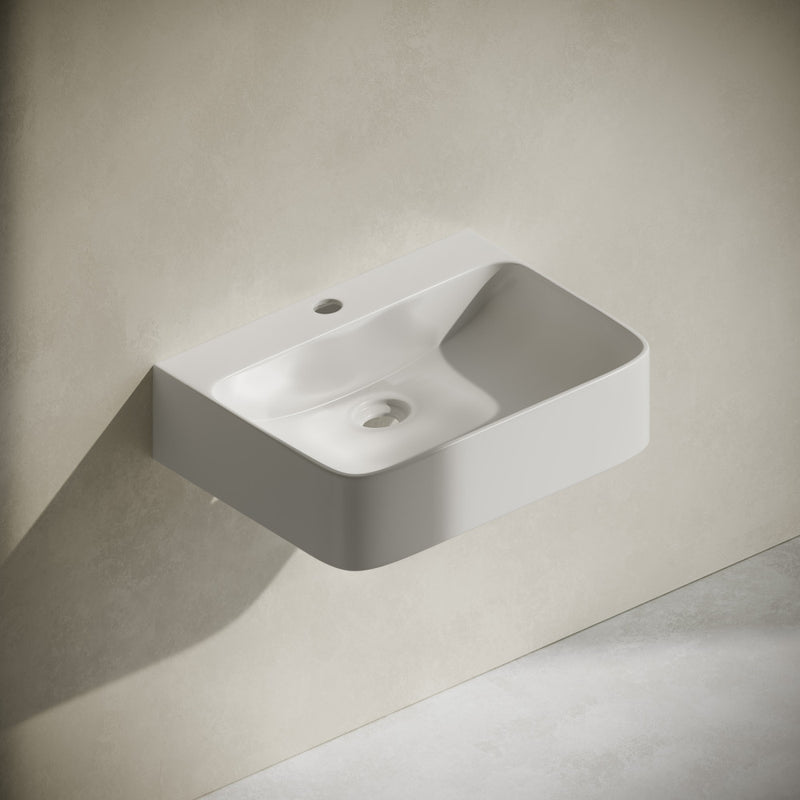 St. Tropez 17" Rectangle Wall-Mounted Sink in Glossy White