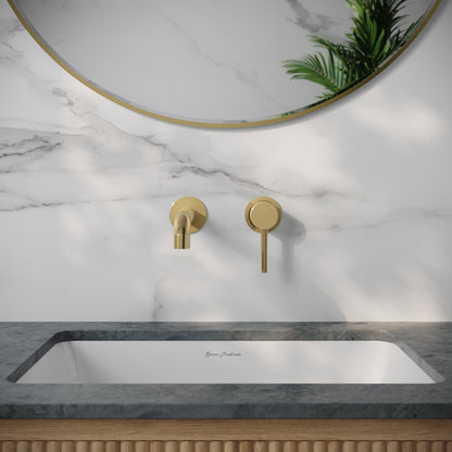 Ivy Single-Handle Wall Mount Bathroom Faucet in Brushed Gold