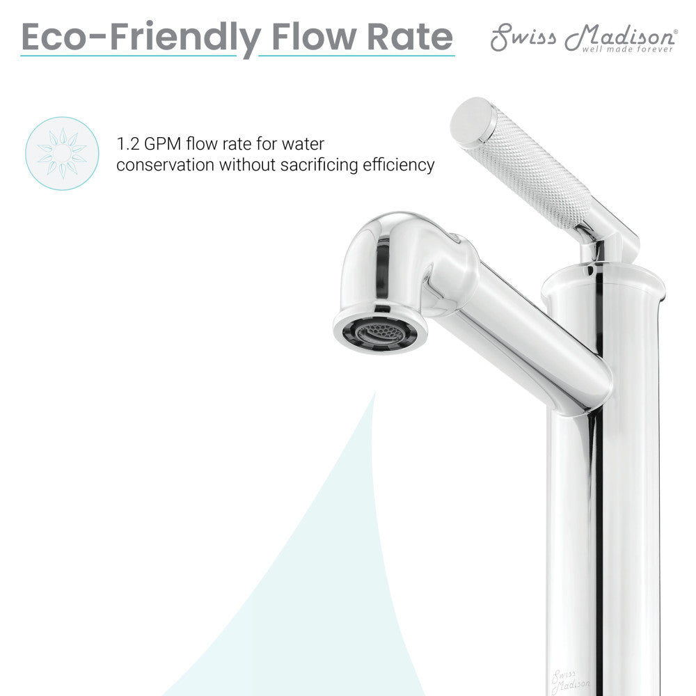 Single-handle bathroom faucet in chrome, sleek modern design, Avallon collection.