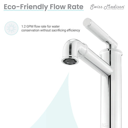 Single-handle bathroom faucet in chrome, sleek modern design, Avallon collection.