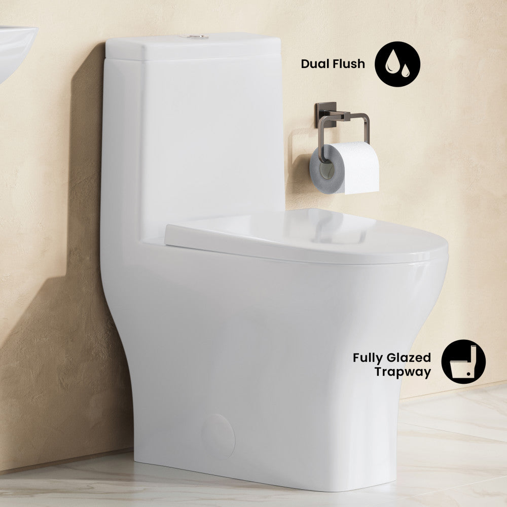 Sublime II One-Piece 10" Rough-in 1.1/1.6 GPF Dual Top Flush Round Compact Toilet in Glossy White