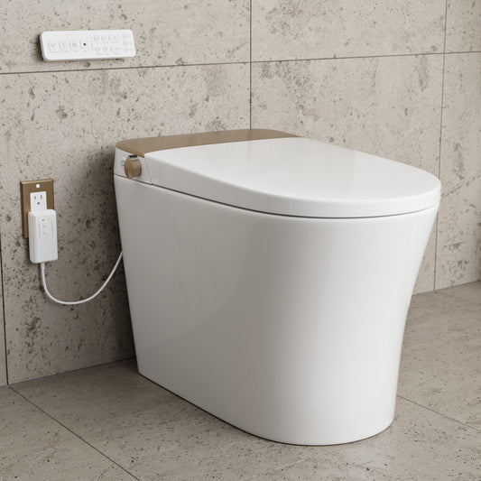 Hugo O Smart Toilet 12" Rough-in ADA Height in Glossy White with Integrated Tank, Auto Open/Close Lid, Foam Shield, UV Sterilization