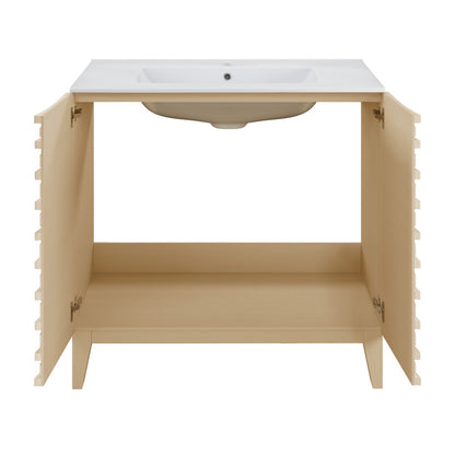 Cascade 30" Freestanding Bathroom Vanity in Natural Oak with Sink Top