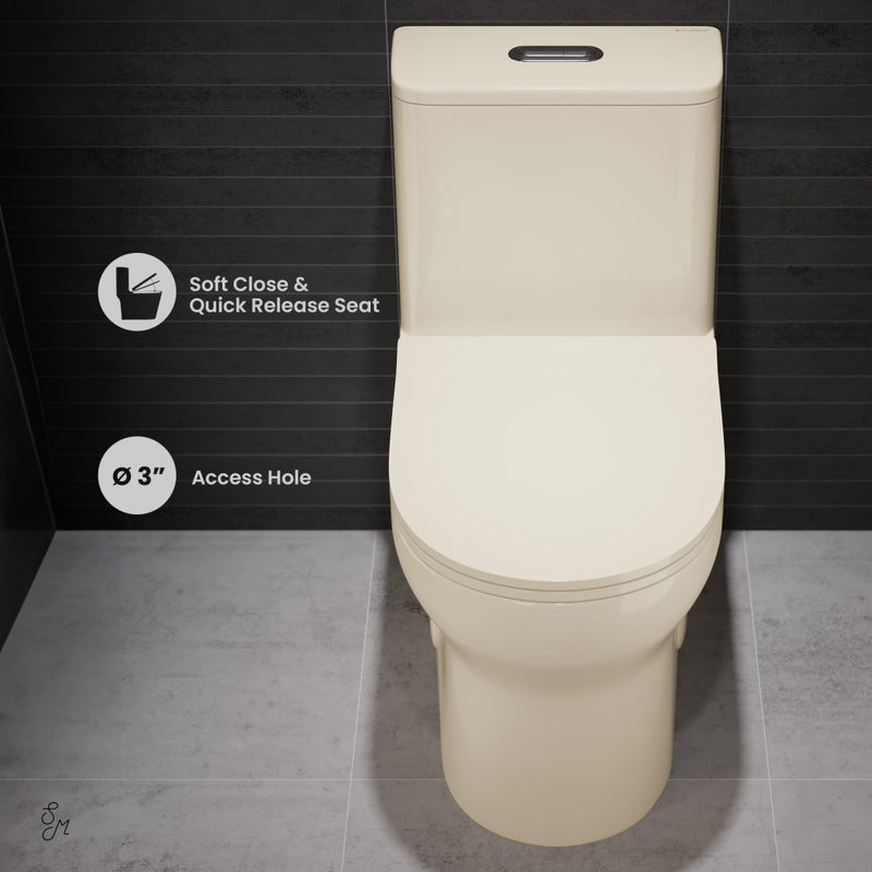 Burdon One Piece Elongated Toilet Dual Flush 1.1/1.6 gpf in Bisque