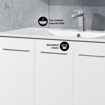 Annecy 36" Freestanding Bathroom Vanity in White with Sink Top