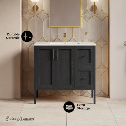 Forme 36" Modular Freestanding Bathroom Vanity with Sink Top in Black Oak