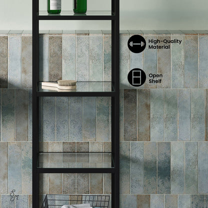 Pierre 16"x65"x14" Freestanding Linen Cabinet in Matte Black