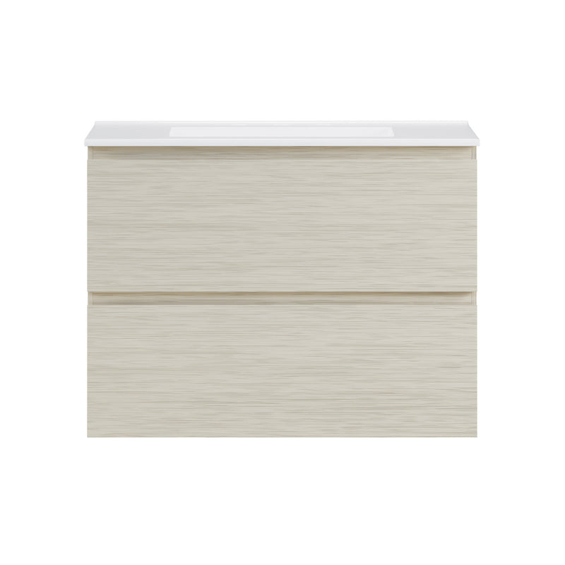 Liberte 30" Wall-Mounted Bathroom Vanity in White Oak with 3-Hole Widespread Sink Top