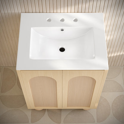 Plaisir II 24" Freestanding Bathroom Vanity in Natural Oak with 3-Hole Widespread Sink Top