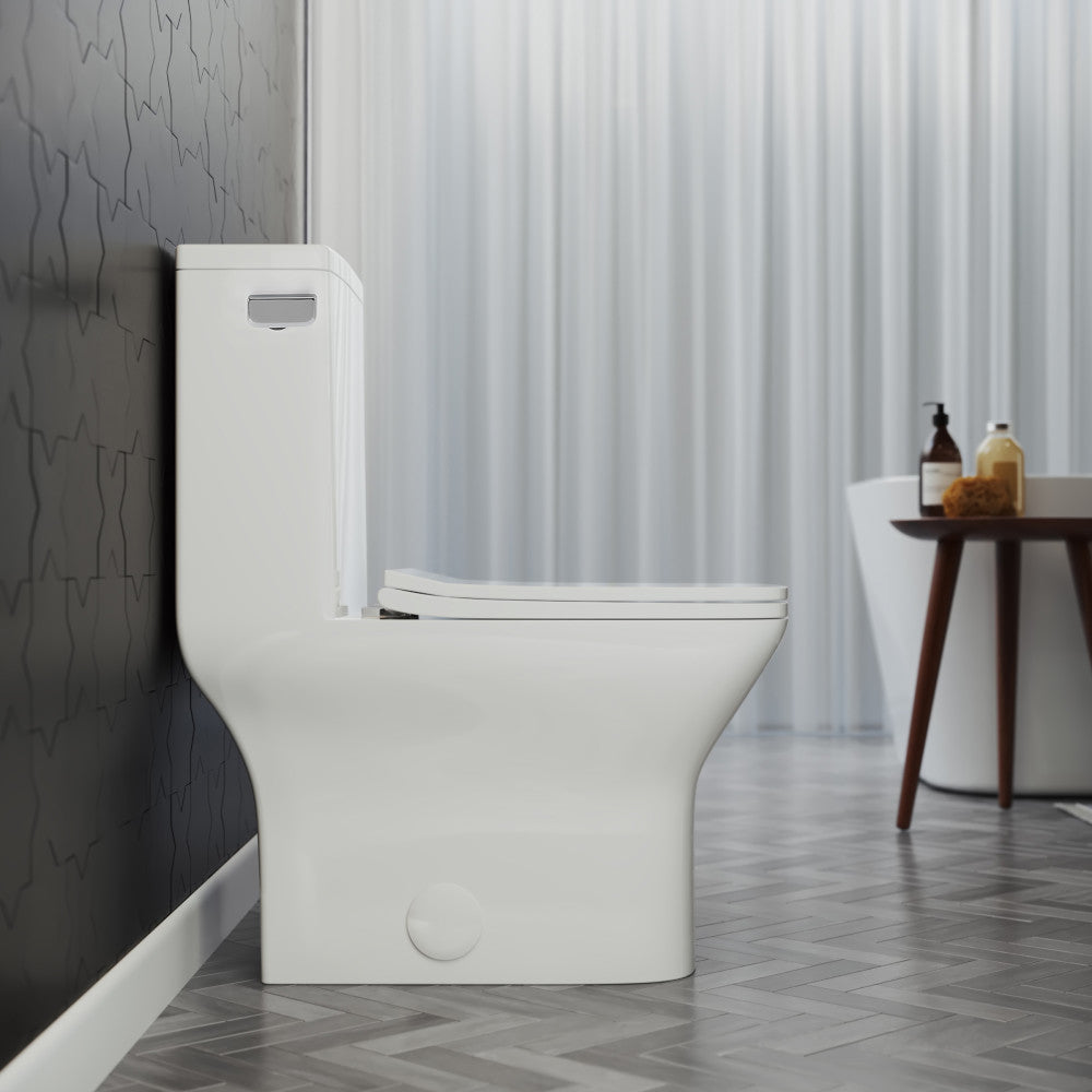 Carre One Piece Square Toilet Left Side Flush, 10" Rough-In 1.28 gpf