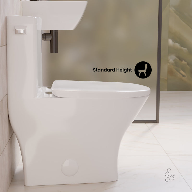 Sublime II One-Piece 12" Rough-in 1.28 GPF Left Flush Round Compact Toilet in Glossy White (6 - Pack)