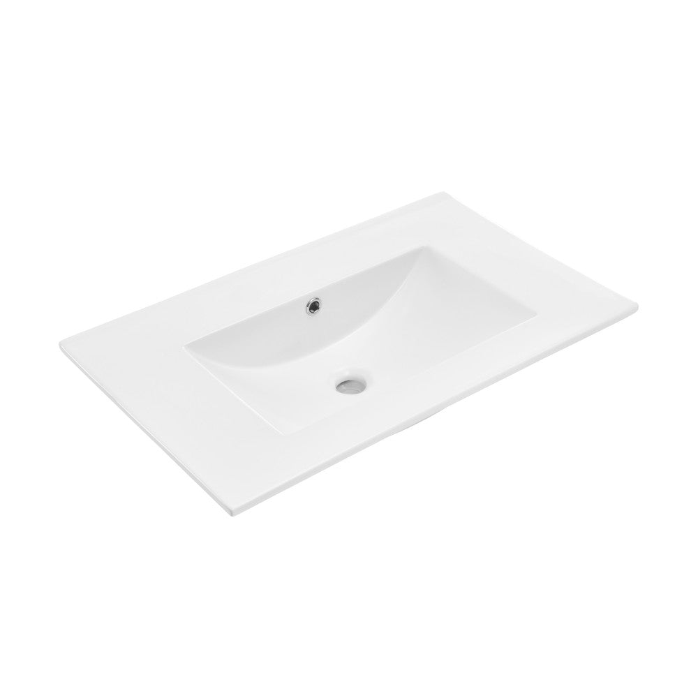 30" Zero Hole Vanity Sink Top in Glossy White