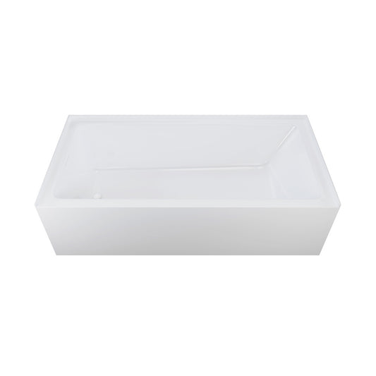Voltaire 72 x 36 Skirted Left Drain Soaking Alcove Bathtub in Glossy White, Drain Included