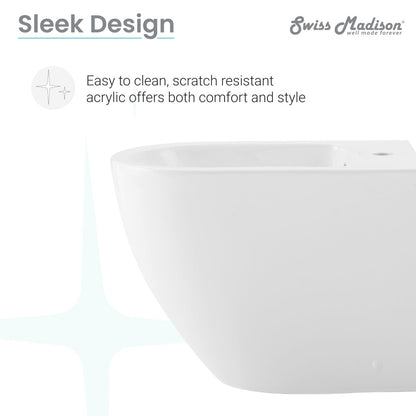 Floor-mount classic bidet in glossy white, smooth curved design, acrylic finish.