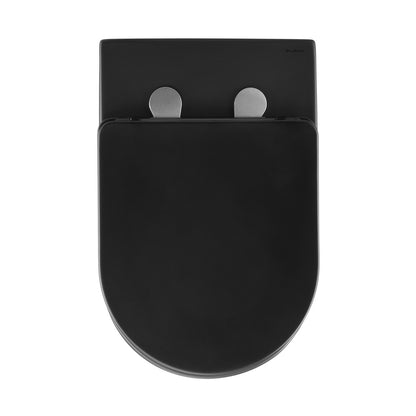 St. Tropez Back-to-Wall Toilet Bundle 0.8/1.6 GPF Dual Flush in Matte Black with Brass Flush Plate