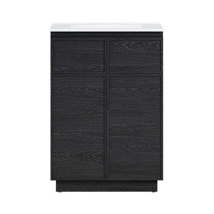 St. Tropez 24" Freestanding Bathroom Vanity in Black Oak with 3-Hole Widespread Sink Top