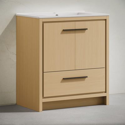 Virage 30" Freestanding Bathroom Vanity in Natural Oak with Sink Top