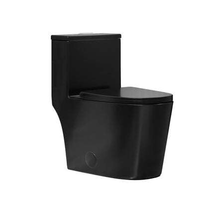 Dreux One-Piece 12" Rough-in .95/1.28 GPF Dual Top Flush Elongated Toilet in Glossy Black