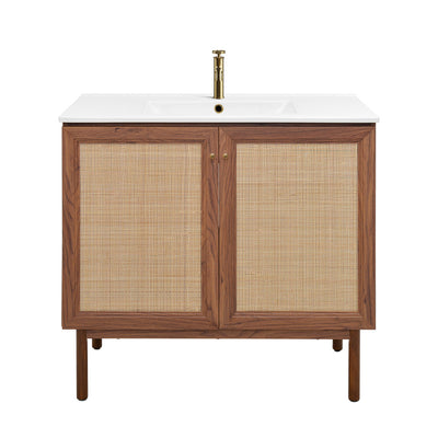 Classe 36" Freestanding Bathroom Vanity in Brown Oak with Sink Top