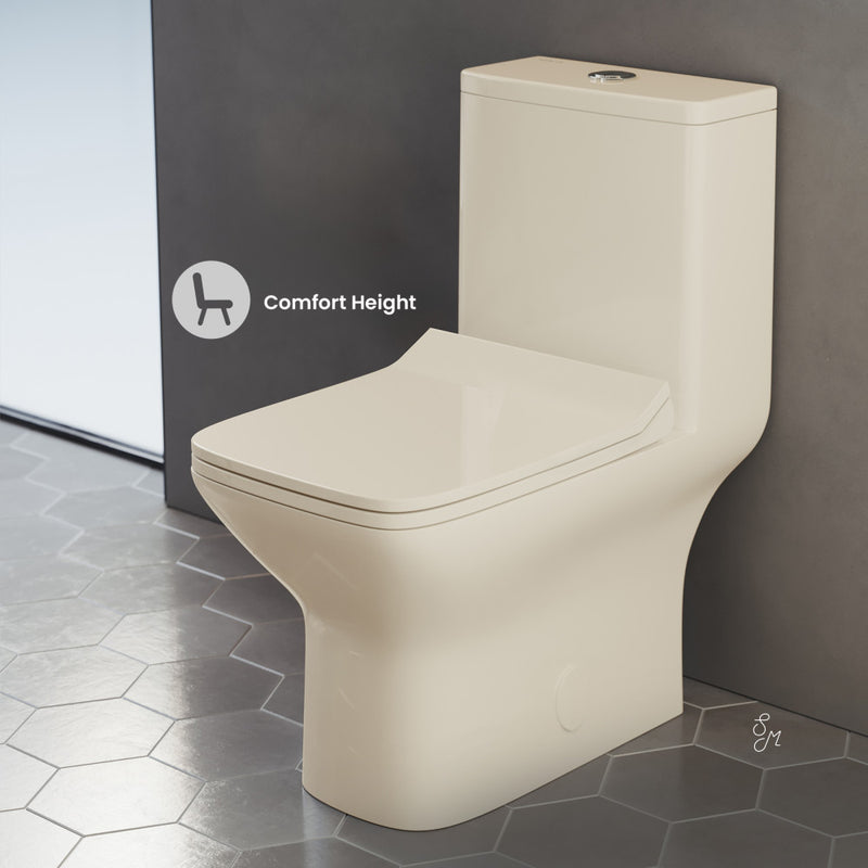 Carre One Piece Square Toilet Dual Flush 1.1/1.6 gpf in Bisque