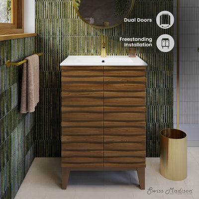 Cascade 24'' Bathroom Vanity in Brown Oak