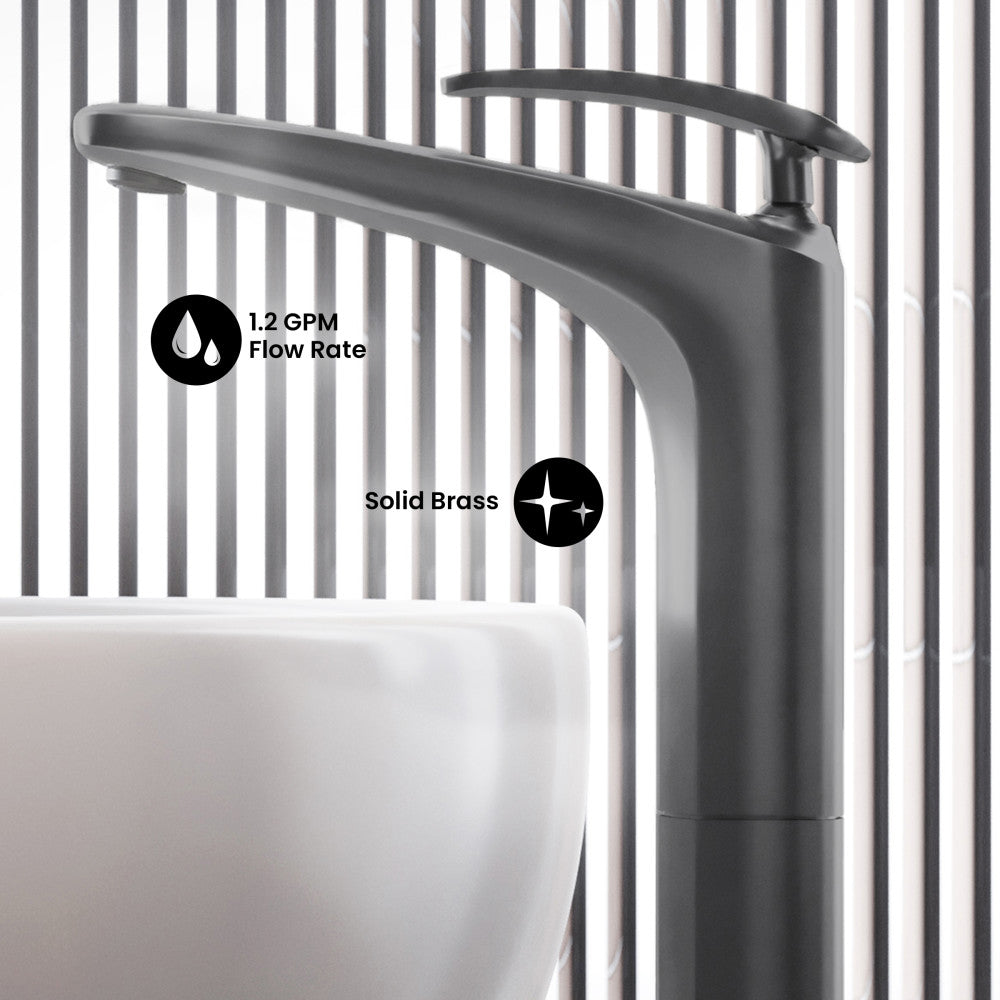 Sublime Single Hole, Single-Handle, High Arc Bathroom Faucet in Gunmetal Gray