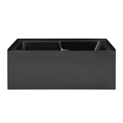 Voltaire 60 x 32 Skirted Left Drain Soaking Apron Bathtub in Matte Black with Integrated Overflow and Armrest, Drain Included