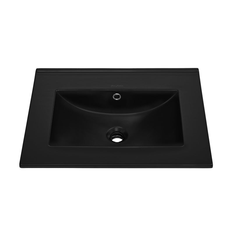24" Zero Hole Vanity Sink Top in Matte Black