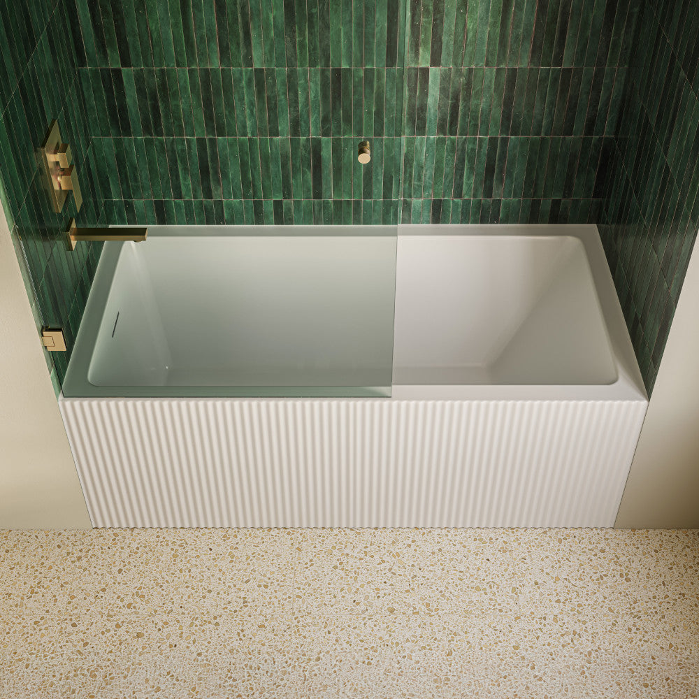 Lafayette 60 x 32 Skirted Left Drain Soaking Apron Bathtub in Glossy White with Integrated Overflow and Drain