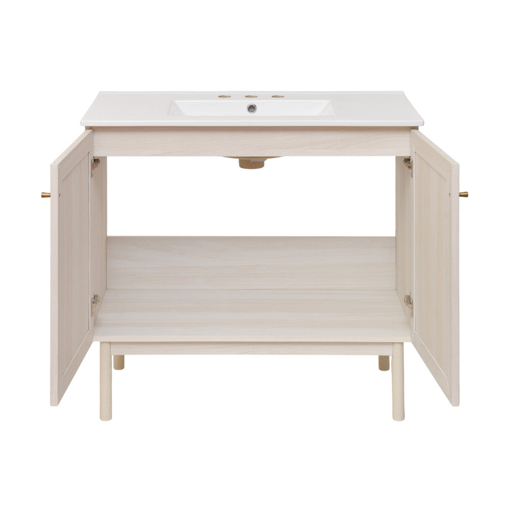 Classe 36" Freestanding Bathroom Vanity in White Oak with 3-Hole Widespread Sink Top