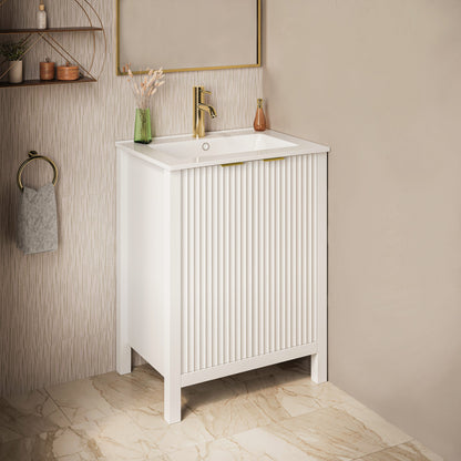 Bastille 24" Freestanding Bathroom Vanity in White with Sink Top