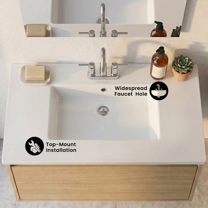 Voltaire 31 Vanity Top Sink with 3 Centerset Faucet Holes