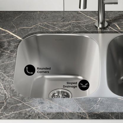 Toulouse 32 x 19 Low Divide Stainless Steel, Dual Basin, Under-Mount Kitchen Sink