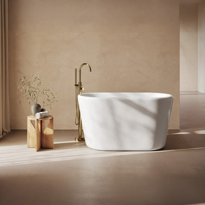 Nanterre 51" Japanese Soaking Freestanding Bathtub in Glossy White, Drain Included