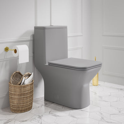 Carre One-Piece Square Toilet Dual-Flush in Matte Gray1.1/1.6 gpf