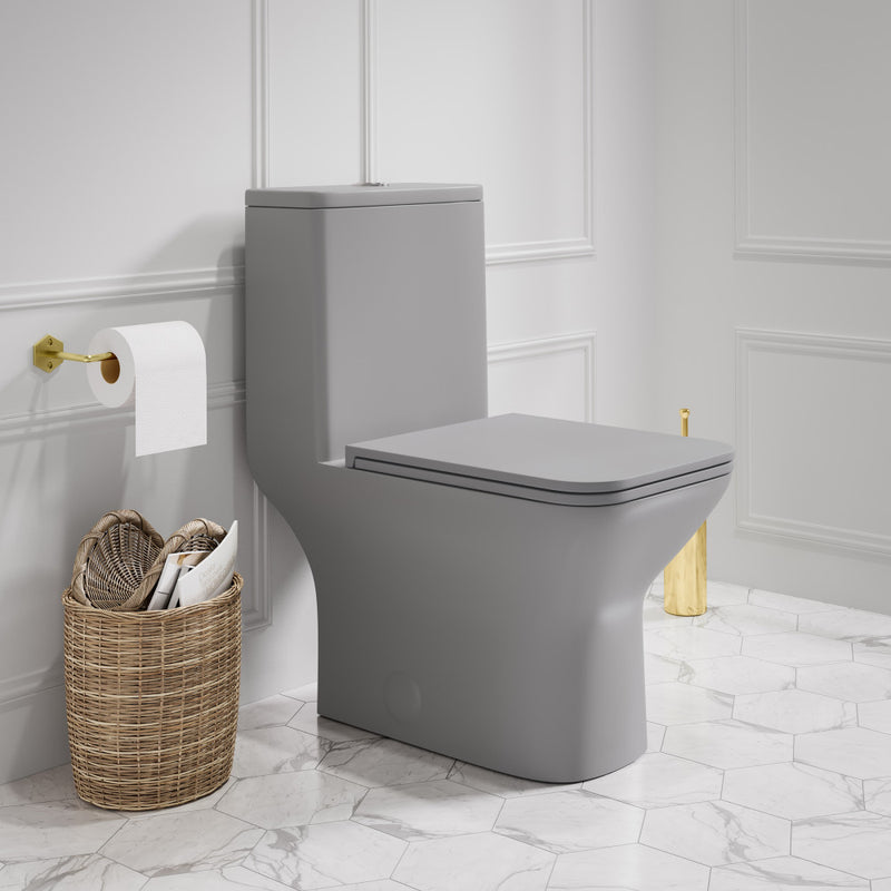Carre One-Piece Square Toilet Dual-Flush in Matte Gray1.1/1.6 gpf