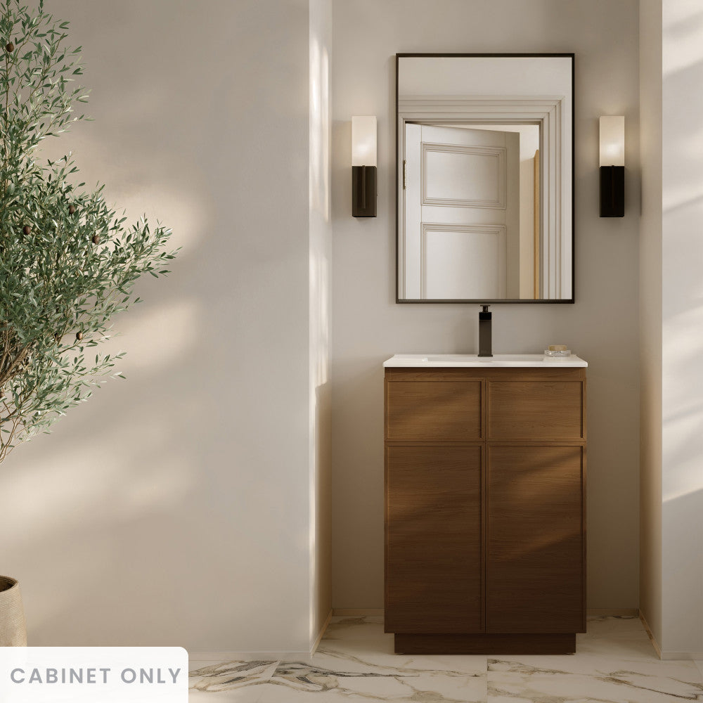 St. Tropez 24" Freestanding Bathroom Vanity Cabinet without Top in Brown Oak