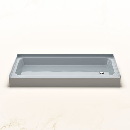 Voltaire 60 x 30 Shower Pan Base with Right Drain in Glossy Gray