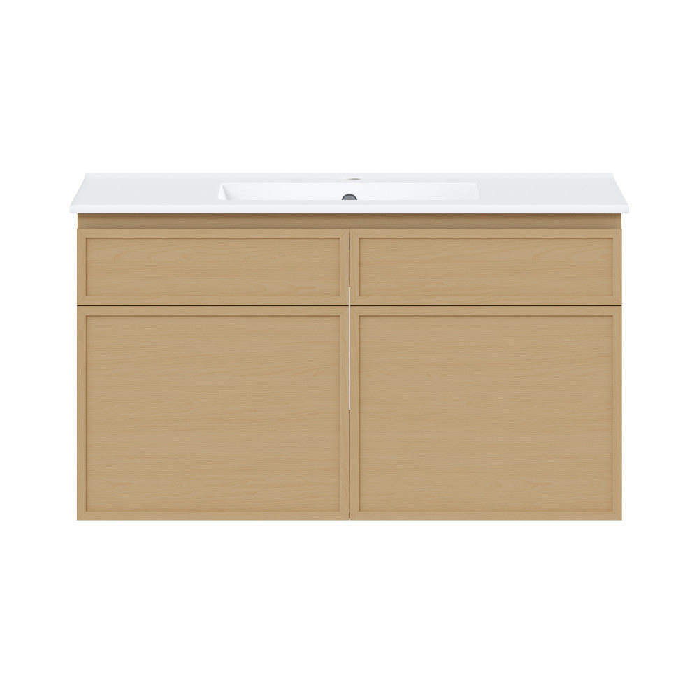 St. Tropez 36" Wall-Mounted Bathroom Vanity in Natural Oak with Sink Top