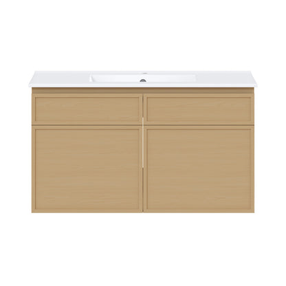 St. Tropez 36" Wall-Mounted Bathroom Vanity in Natural Oak with Sink Top