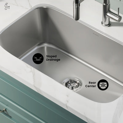 Toulouse 32 x 18 Stainless Steel, Single Basin, Under-Mount Kitchen Sink