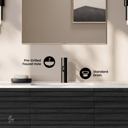 Cascade 48" Wall-Mounted Bathroom Vanity in Black Oak with Sink Top