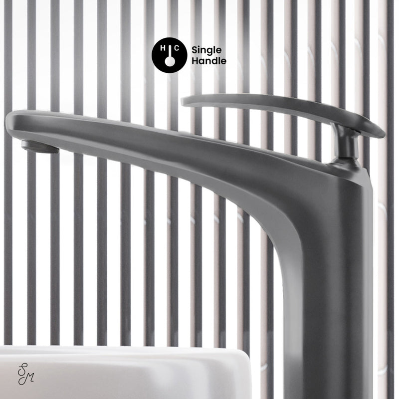 Sublime Single Hole, Single-Handle, High Arc Bathroom Faucet in Gunmetal Gray