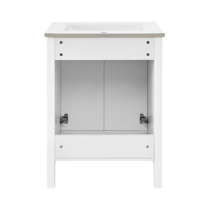 Bastille 24" Freestanding Bathroom Vanity in White with Sink Top