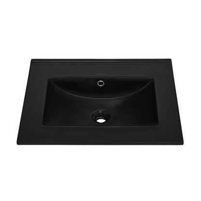 24" Zero Hole Vanity Sink Top in Matte Black