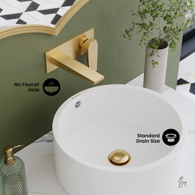 Monaco 36" Floating Bathroom Shelf with Vessel Sink in White Marble