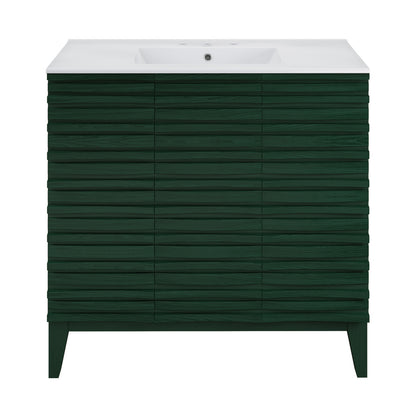 Cascade 36" Freestanding Bathroom Vanity in Green Oak with 3-Hole Widespread Sink Top